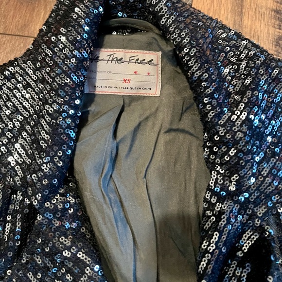 FREE PEOPLE Midnight Message Sequin Moto Jacket NWT XS - Picture 9 of 13